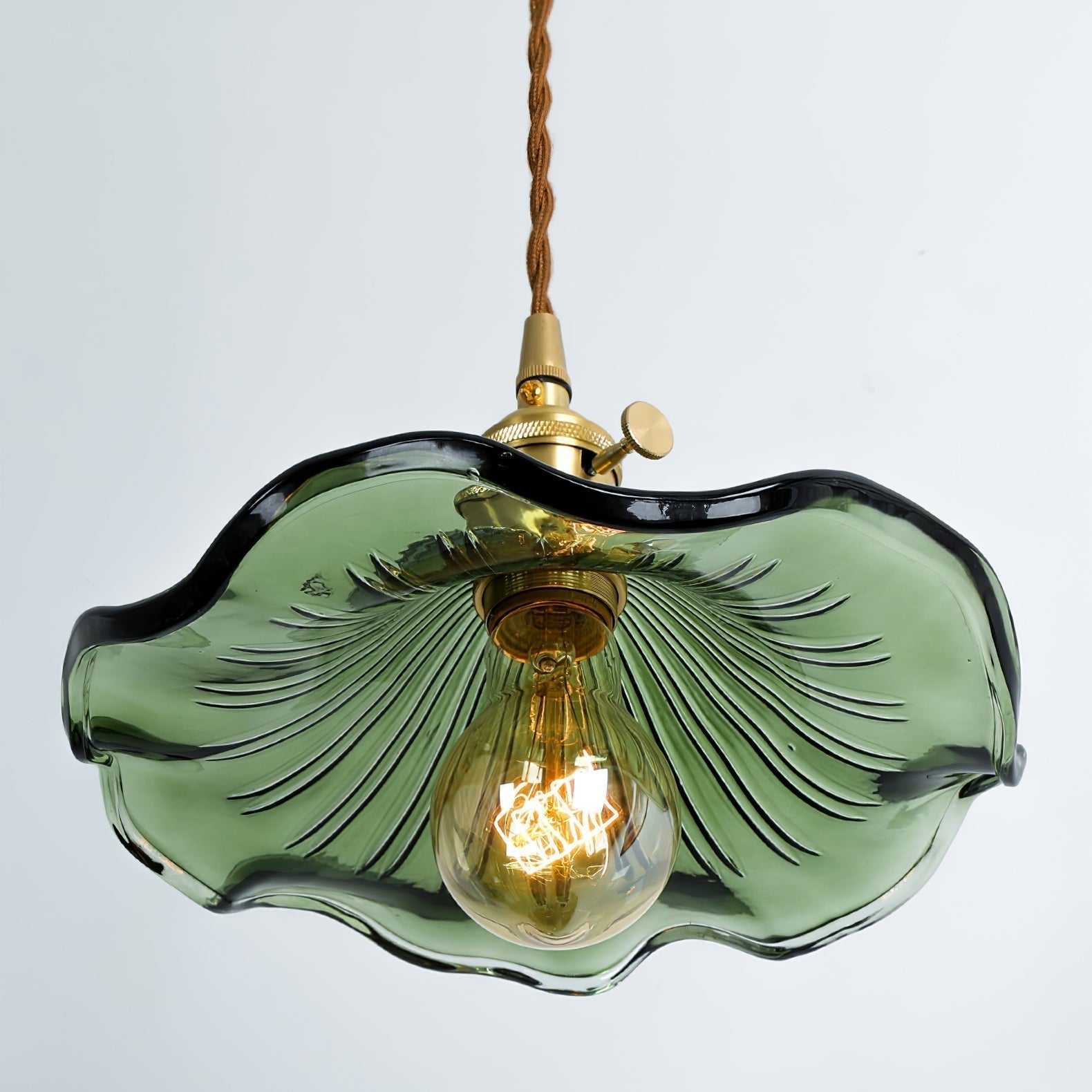 Art Nouveau Glass Hibiscus Flower Swag Pendant Light with Plug for Indoor Decor
