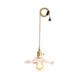 Art Nouveau Glass Hibiscus Flower Swag Pendant Light with Plug for Indoor Decor