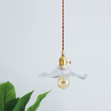 Art Nouveau Glass Hibiscus Flower Swag Pendant Light with Plug for Indoor Decor