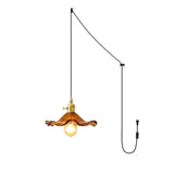 Art Nouveau Glass Hibiscus Flower Swag Pendant Light with Plug for Indoor Decor