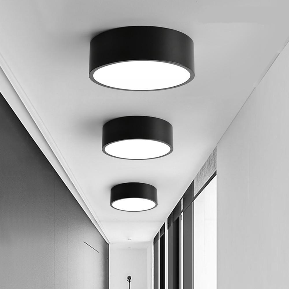 Minimalist Black Flush Mount LED Ceiling Light Modern Cylindrical Fixture for Hallway and Dining Room