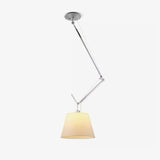 Articulated Arm Pendant Lighting Modern Rotatable Ceiling Drop Light with White Fabric Shade