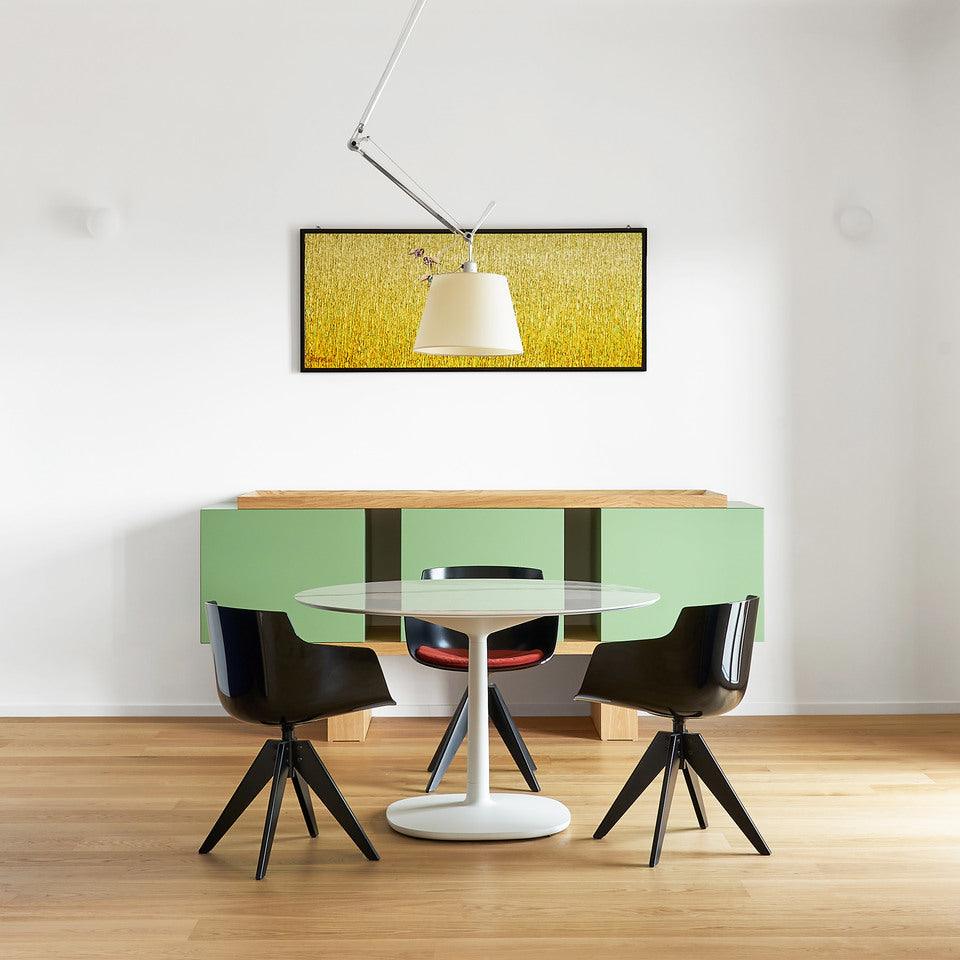 Articulated Arm Pendant Lighting Modern Rotatable Ceiling Drop Light with White Fabric Shade
