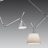 Articulated Arm Pendant Lighting Modern Rotatable Ceiling Drop Light with White Fabric Shade