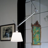 Articulated Arm Pendant Lighting Modern Rotatable Ceiling Drop Light with White Fabric Shade