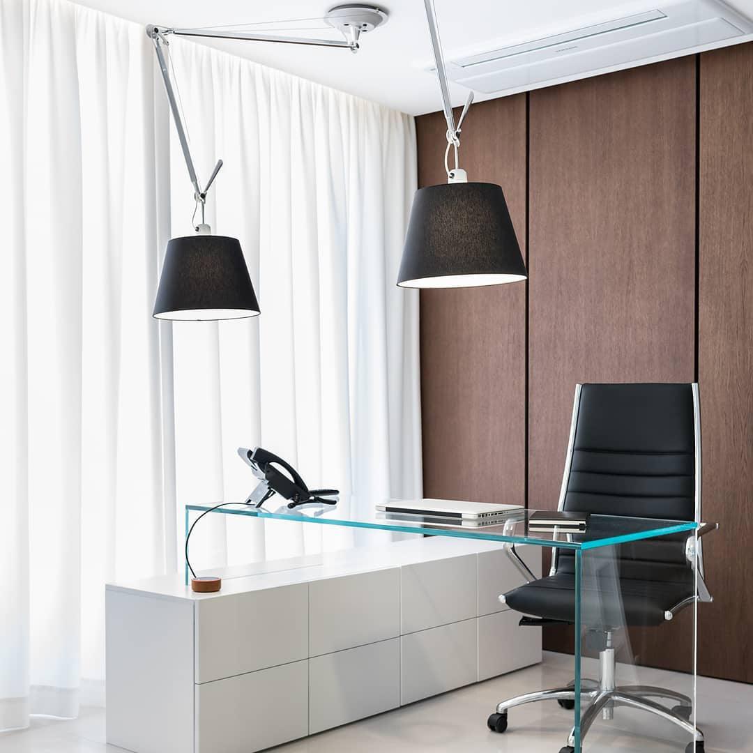 Articulated Arm Pendant Lighting Modern Rotatable Ceiling Drop Light with White Fabric Shade
