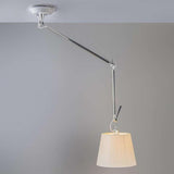 Articulated Arm Pendant Lighting Modern Rotatable Ceiling Drop Light with White Fabric Shade