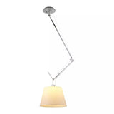 Articulated Arm Pendant Lighting Modern Rotatable Ceiling Drop Light with White Fabric Shade