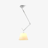 Articulated Arm Pendant Lighting Modern Rotatable Ceiling Drop Light with White Fabric Shade