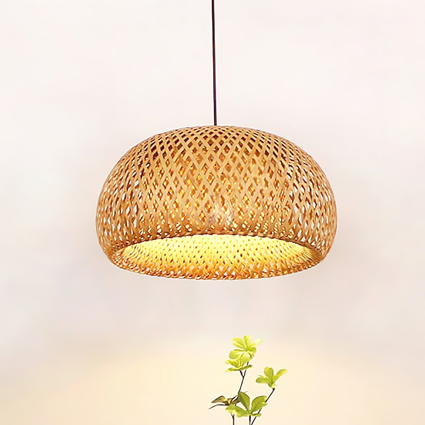 Artisan Hand Woven Bamboo Pendant Light Natural Sustainable Rattan Style Ceiling Fixture