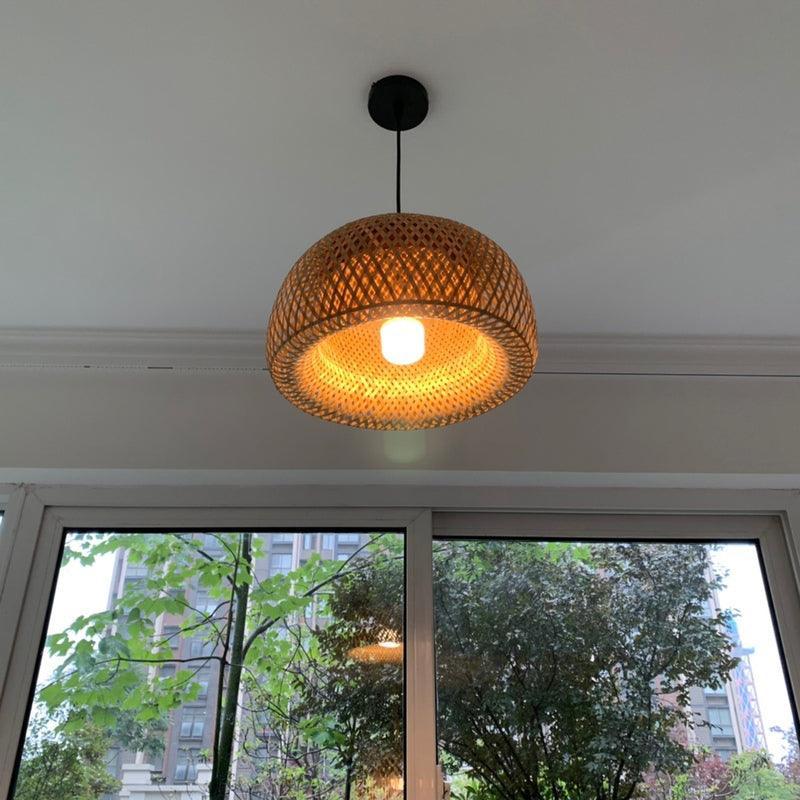 Artisan Hand Woven Bamboo Pendant Light Natural Sustainable Rattan Style Ceiling Fixture