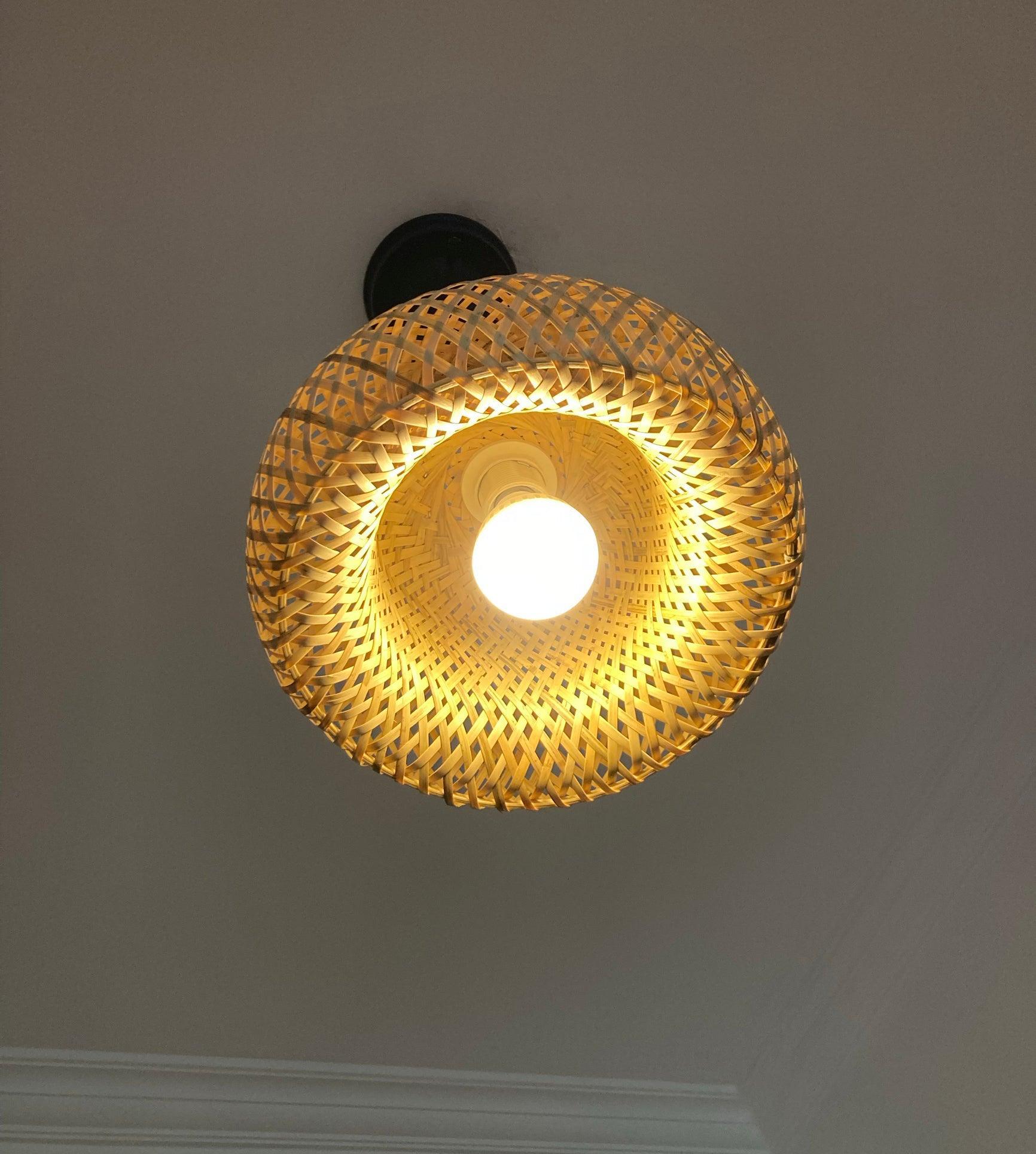 Artisan Hand Woven Bamboo Pendant Light Natural Sustainable Rattan Style Ceiling Fixture