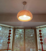 Artisan Hand Woven Bamboo Pendant Light Natural Sustainable Rattan Style Ceiling Fixture