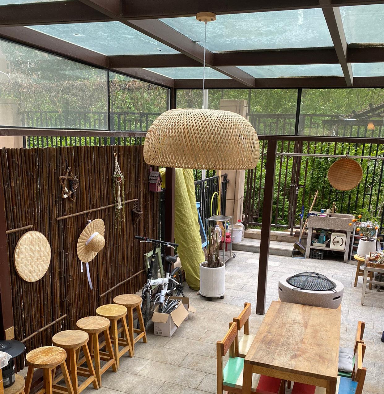 Artisan Hand Woven Bamboo Pendant Light Natural Sustainable Rattan Style Ceiling Fixture