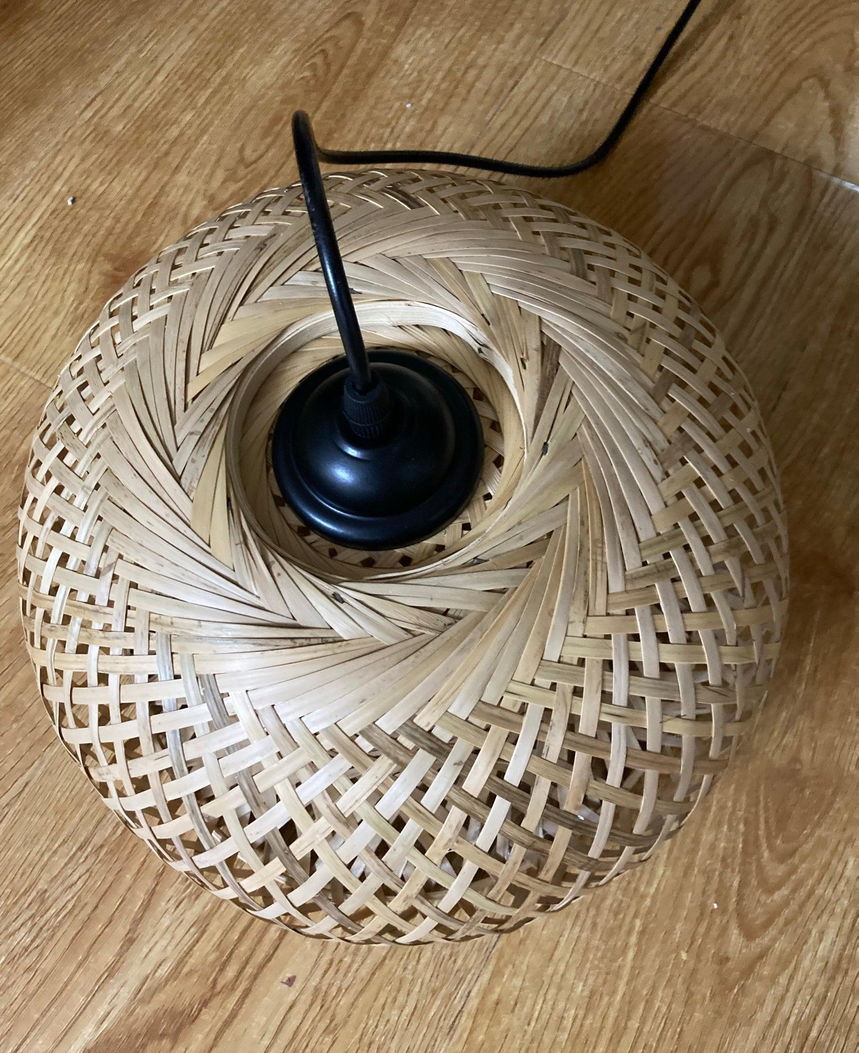 Artisan Hand Woven Bamboo Pendant Light Natural Sustainable Rattan Style Ceiling Fixture