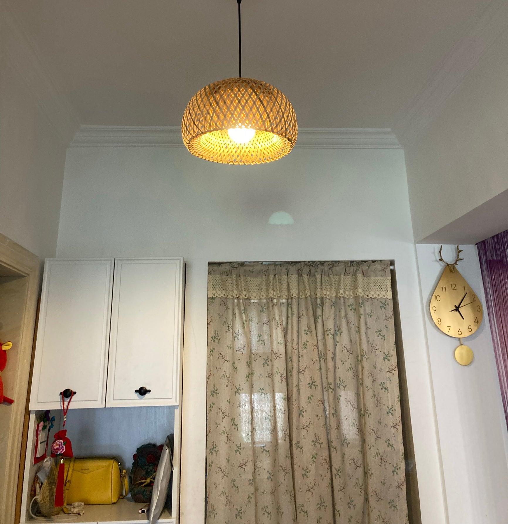 Artisan Hand Woven Bamboo Pendant Light Natural Sustainable Rattan Style Ceiling Fixture