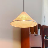 Artisanal Pyramid Washi Paper Pendant Lamp Geometric Japanese Style Hanging Light for Dining Room and Bedroom