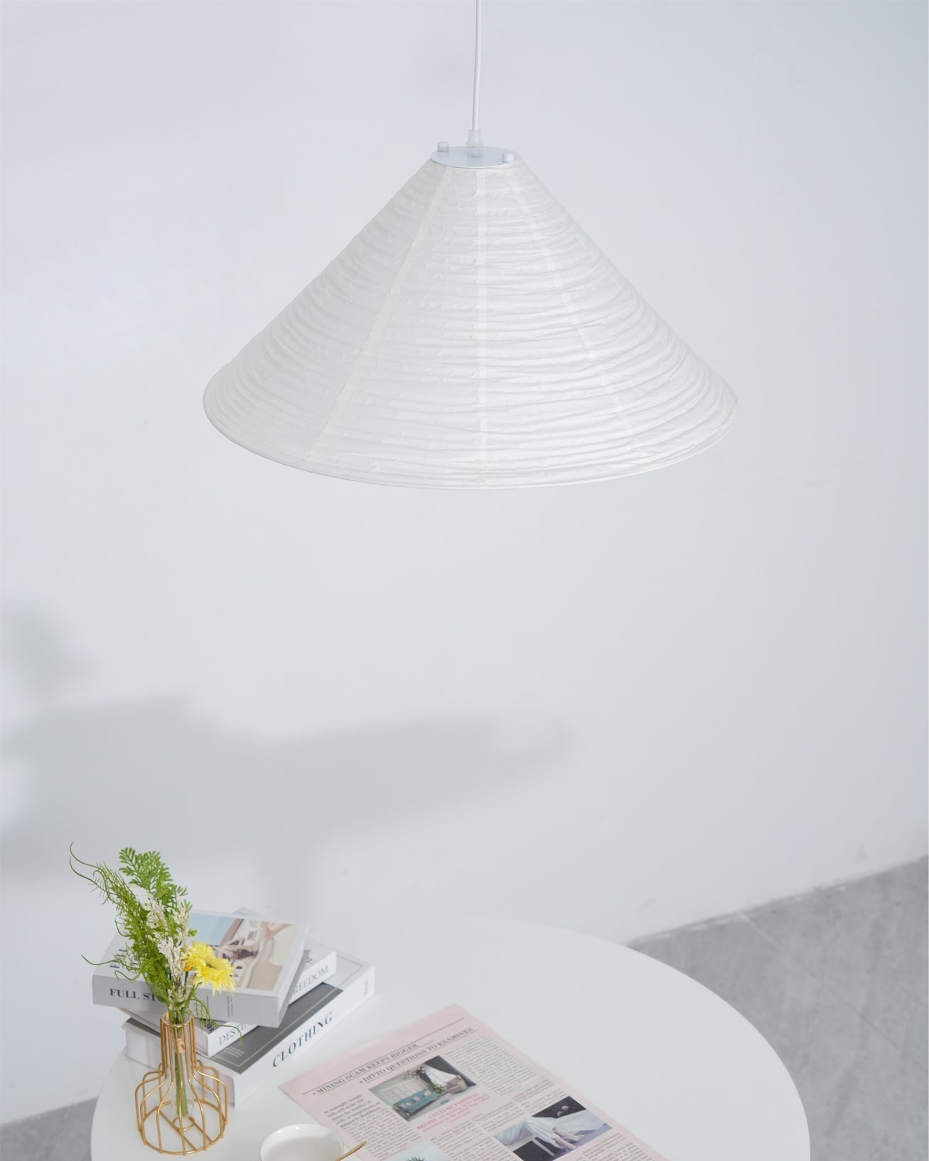 Artisanal Pyramid Washi Paper Pendant Lamp Geometric Japanese Style Hanging Light for Dining Room and Bedroom