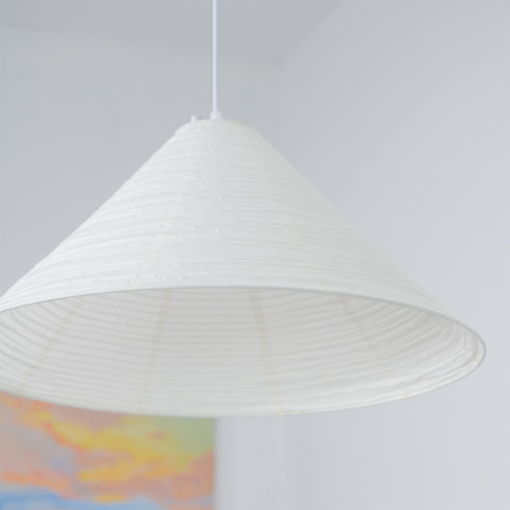 Artisanal Pyramid Washi Paper Pendant Lamp Geometric Japanese Style Hanging Light for Dining Room and Bedroom