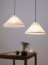 Artisanal Pyramid Washi Paper Pendant Lamp Geometric Japanese Style Hanging Light for Dining Room and Bedroom