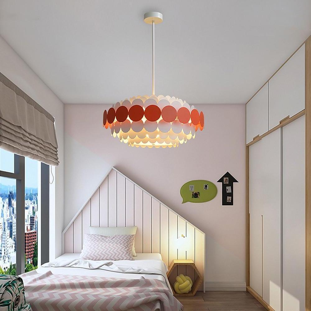 Artistic Blue Metal Frill Hanging Lamp Modern Geometric Circular Ceiling Light Fixture