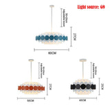 Artistic Blue Metal Frill Hanging Lamp Modern Geometric Circular Ceiling Light Fixture