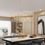 Artistic Crystal Branch LED Pendant Light Gold Metal Chandelier for Modern Home Interiors