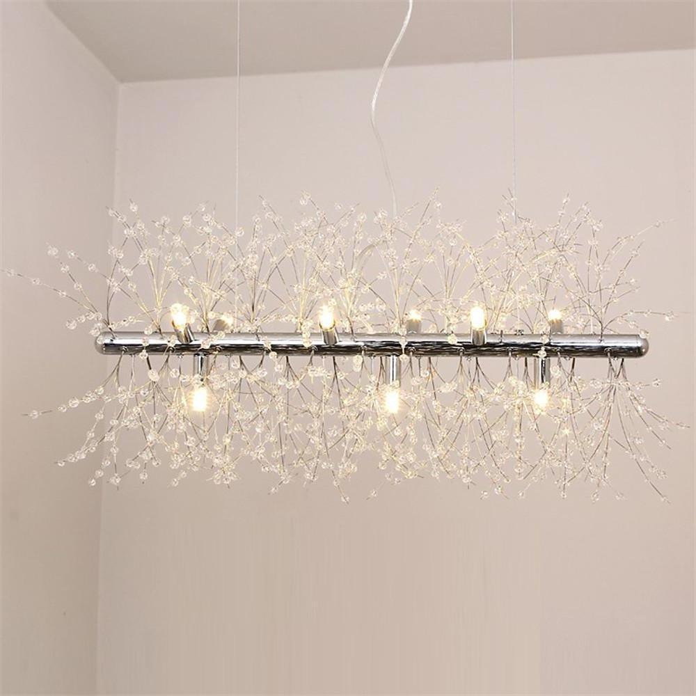 Artistic Crystal Branch LED Pendant Light Gold Metal Chandelier for Modern Home Interiors