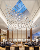 Artistic Glass Wave Chandelier Large LED Pendant Light for High Ceilings