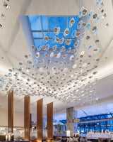 Artistic Glass Wave Chandelier Large LED Pendant Light for High Ceilings