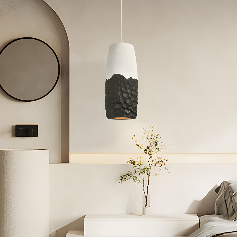 Artistic Handmade Sculpture HDPE Wabi Sabi Pendant Light Japanese Style Hanging Ceiling Lamp