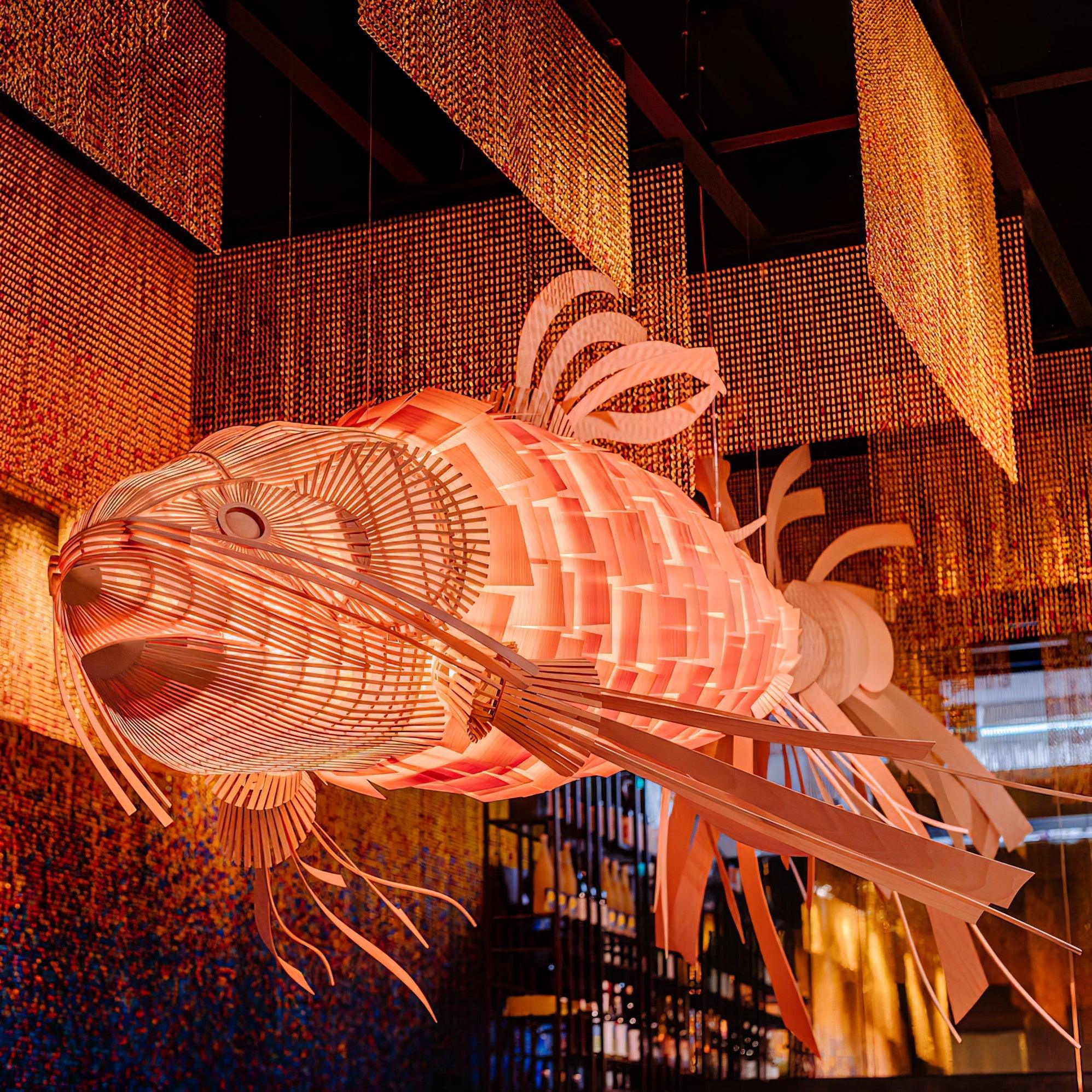 artistic-koi-fish-wood-slat-chandelier-large-scale-statement-lighting-for-home