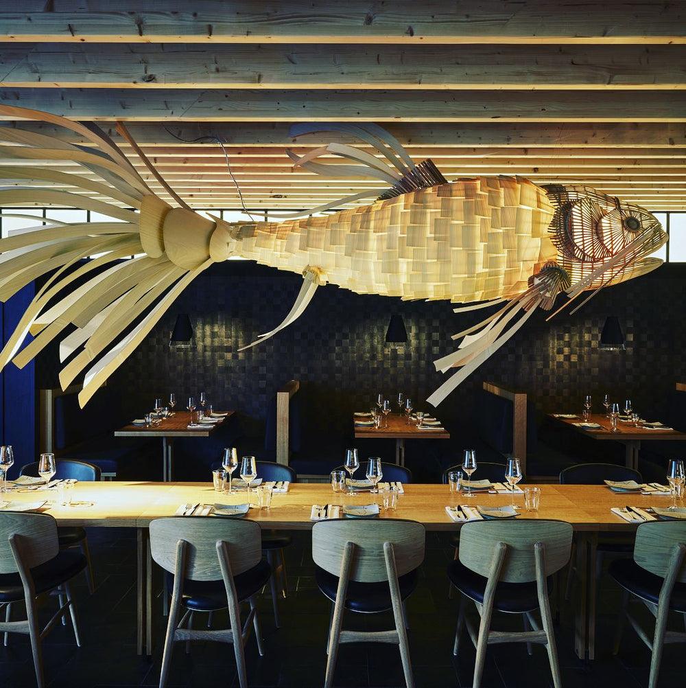 artistic-koi-fish-wood-slat-chandelier-large-scale-statement-lighting-for-home