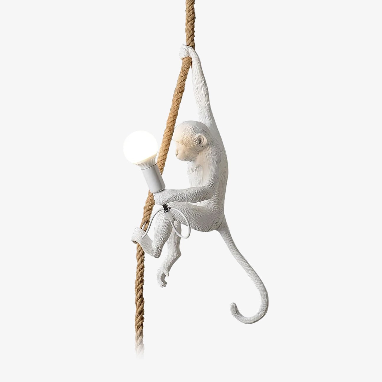 Artistic Monkey Hanging Pendant Lamp Resin Animal Figure Rope Ceiling Light