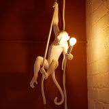 Artistic Monkey Hanging Pendant Lamp Resin Animal Figure Rope Ceiling Light