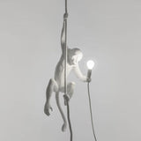 Artistic Monkey Hanging Pendant Lamp Resin Animal Figure Rope Ceiling Light