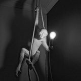 Artistic Monkey Hanging Pendant Lamp Resin Animal Figure Rope Ceiling Light