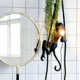 Artistic Monkey Hanging Pendant Lamp Resin Animal Figure Rope Ceiling Light