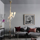 Artistic Monkey Hanging Pendant Lamp Resin Animal Figure Rope Ceiling Light