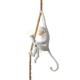 Artistic Monkey Hanging Pendant Lamp Resin Animal Figure Rope Ceiling Light