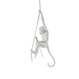 Artistic Monkey Hanging Pendant Lamp Resin Animal Figure Rope Ceiling Light