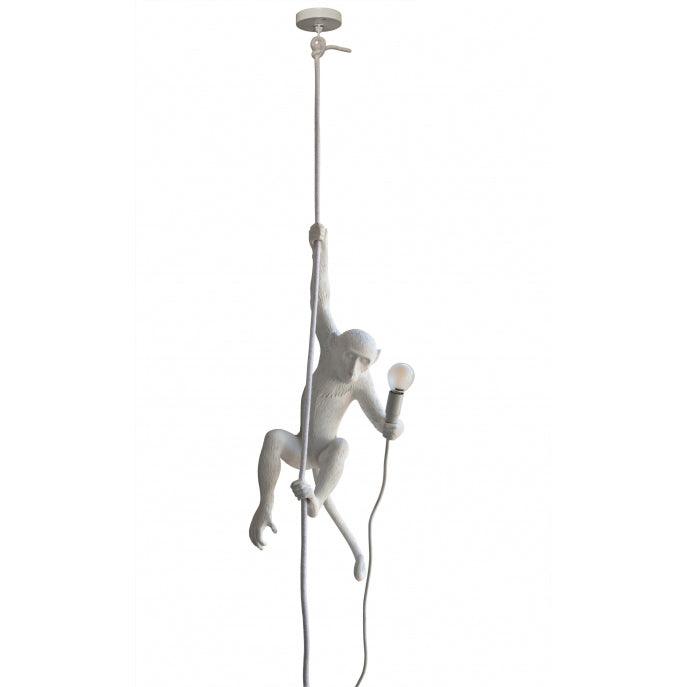 Artistic Monkey Hanging Pendant Lamp Resin Animal Figure Rope Ceiling Light