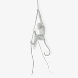 Artistic Monkey Hanging Pendant Lamp Resin Animal Figure Rope Ceiling Light
