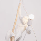 Artistic Monkey Hanging Pendant Lamp Resin Animal Figure Rope Ceiling Light