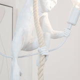 Artistic Monkey Hanging Pendant Lamp Resin Animal Figure Rope Ceiling Light