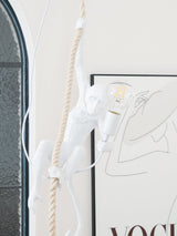 Artistic Monkey Hanging Pendant Lamp Resin Animal Figure Rope Ceiling Light