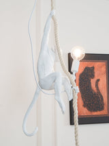 Artistic Monkey Hanging Pendant Lamp Resin Animal Figure Rope Ceiling Light