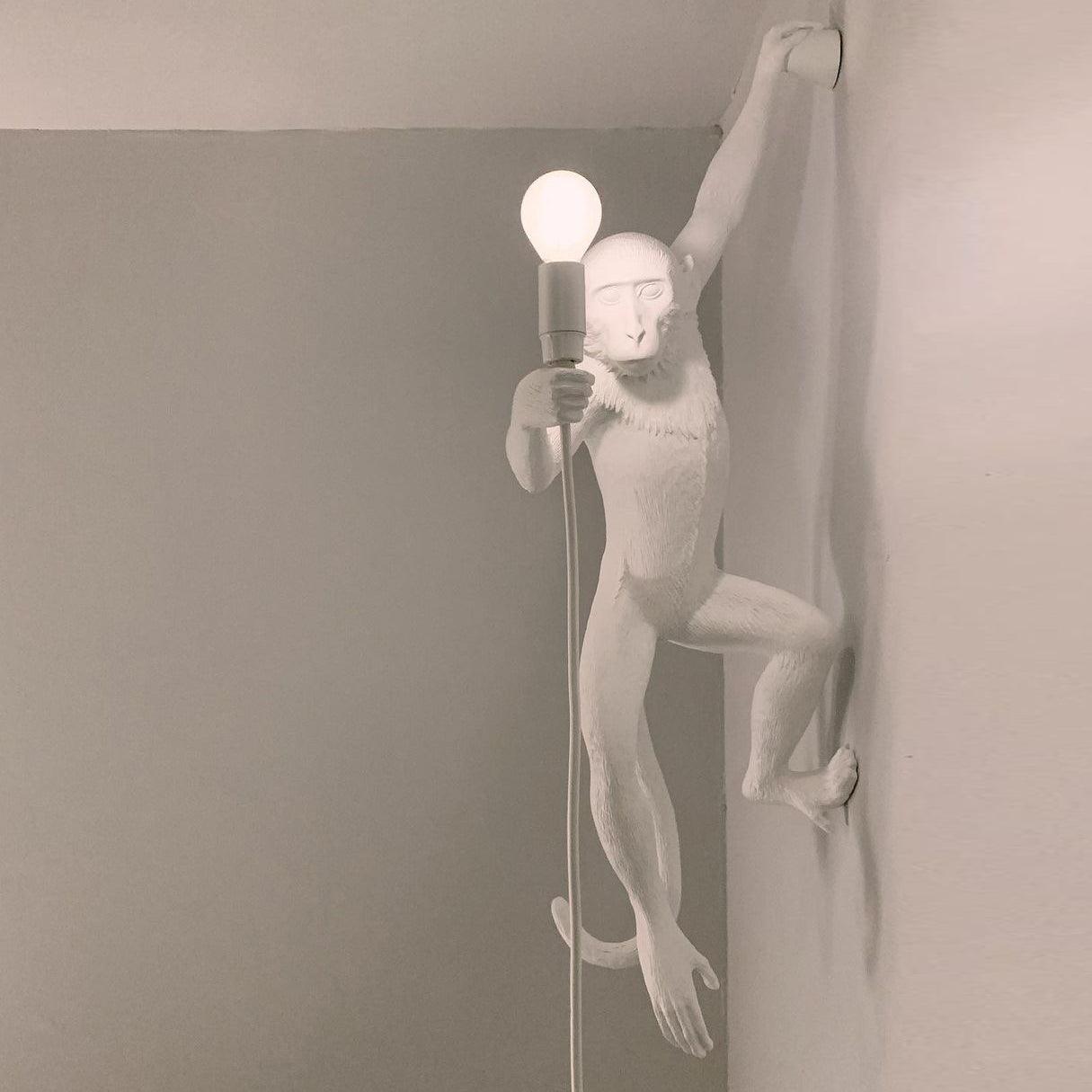 Artistic Monkey Resin Wall Sconce Whimsical Animal Design Interior Light