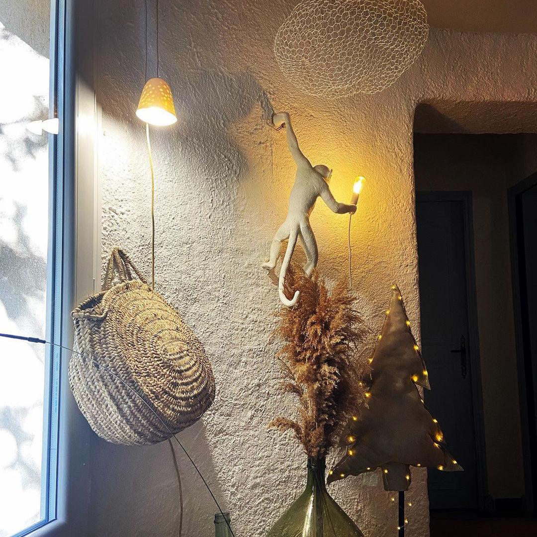 Artistic Monkey Resin Wall Sconce Whimsical Animal Design Interior Light