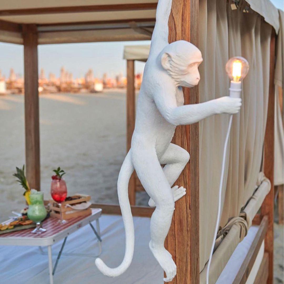 Artistic Monkey Resin Wall Sconce Whimsical Animal Design Interior Light